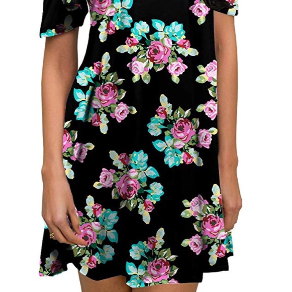 Cold Shoulder Tunic Top T-Shirt Dress - Picture 5 of 6